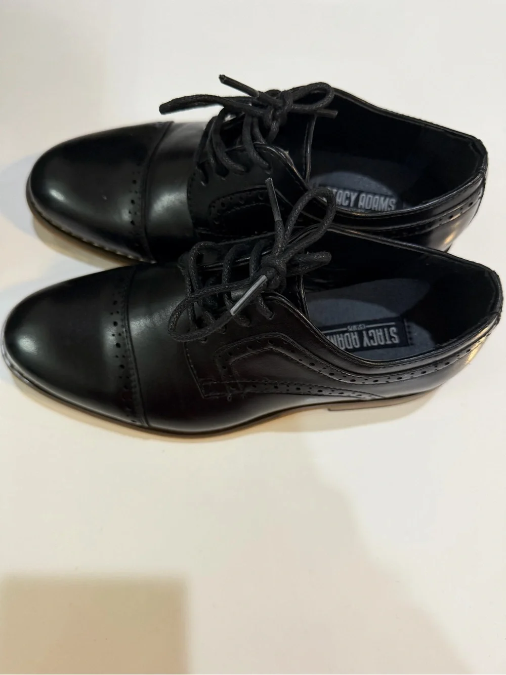 Stacy Adams Dickinson Boys Black Cap Toe Oxford Dress Shoes Size 13 Little Boy